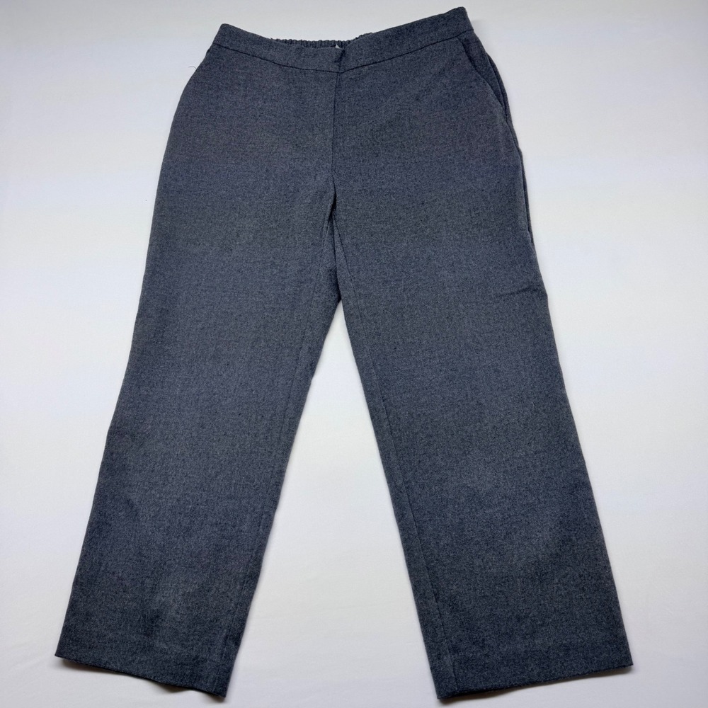 Zara Basic Womens Gray High Waisted Straight Leg Elastic Waist Trousers Size L